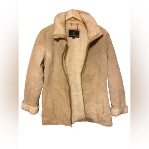London Fog Genuine Leather Women's Small Inner Acrylic Heavy Duty Winter Beige